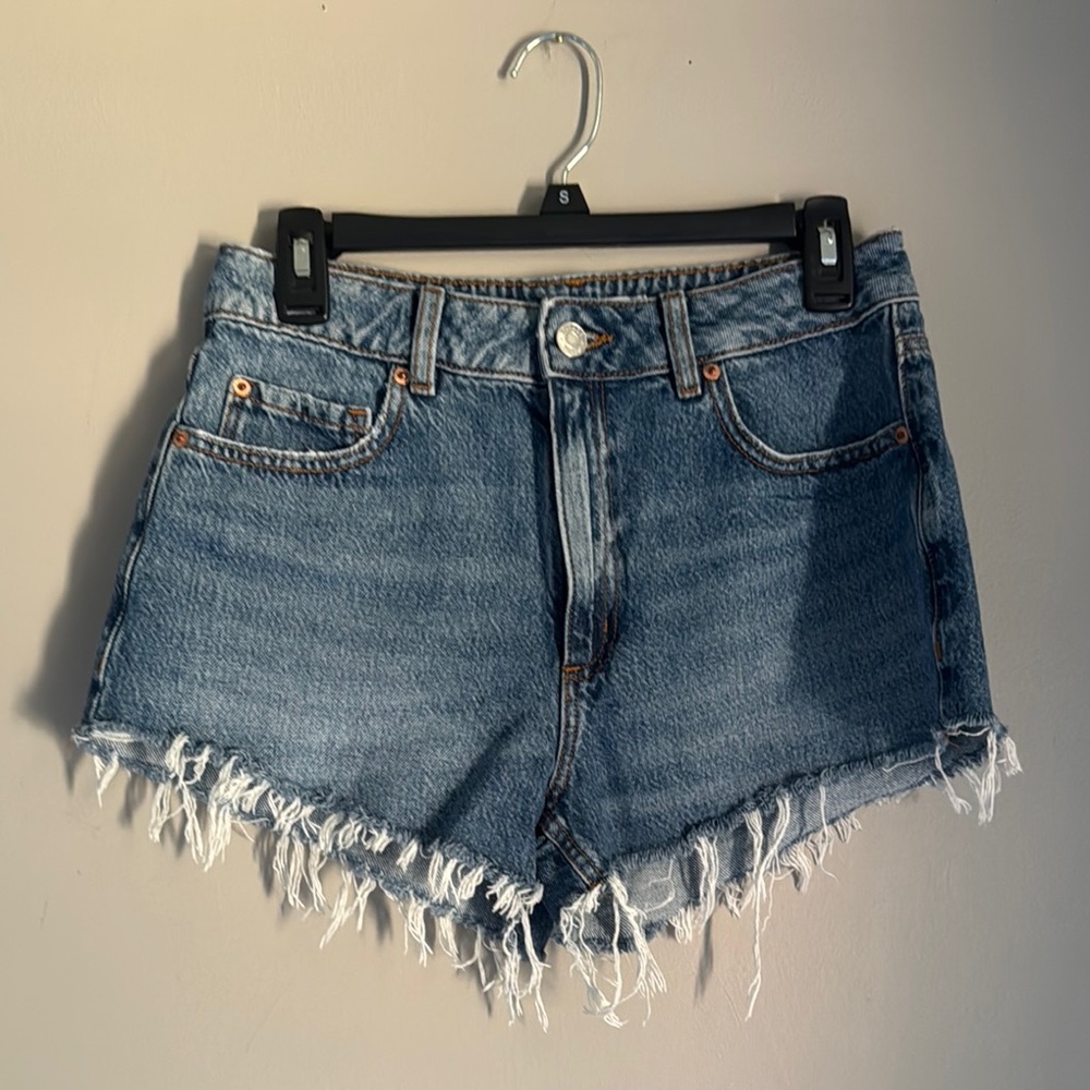 Garage Blue Jean Shorts with Distressed Detailing